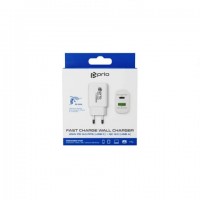 Încărcător Prio Fast Charger 25W PD PPS (USB C) + QC 3.0 (USB A), Alb