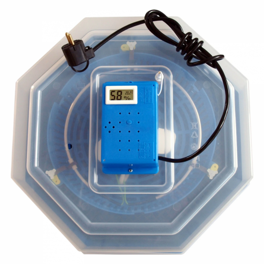 Incubator electric pentru oua cu dispozitiv de intoarcere, termometru si termohigrometru, Cleo 5DTH