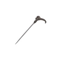 Baston decorativ, Lion Stance, metalic, sabie interioara, 90 cm, negru