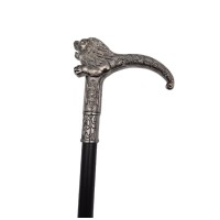 Baston decorativ, Lion Stance, metalic, sabie interioara, 90 cm, negru