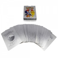 Set doua pachete cartonase Pokemon Gold GTX si  Silver GTX,colectie, 55 bucati, aurii/argintii