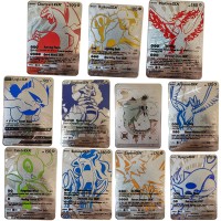Set doua pachete cartonase Pokemon Gold GTX si  Silver GTX,colectie, 55 bucati, aurii/argintii
