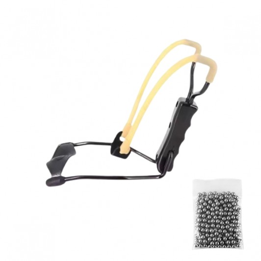 Set prastie metalica cu suport de incheietură si 100 bile 6 mm, metal, maner antiderapant, 18 cm
