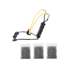 Set prastie metalica cu suport de incheietură si 300 bile 6 mm, metal, maner antiderapant, 18 cm