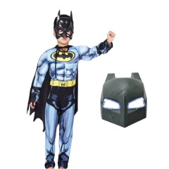 Set costum Batman cu muschi si masca LED, S, 3-5 ani, 90-110 cm