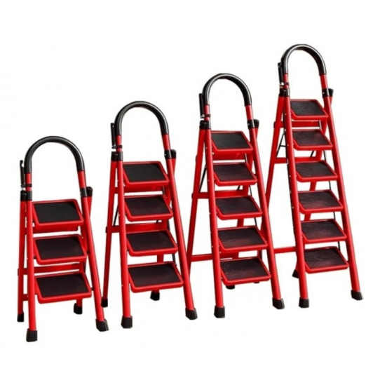 Scara pliabila metalica 6 trepte, antiderapanta, compacta, rosie, 173 cm Scara pliabila metalica 6 trepte, antiderapanta, compacta, rosie, 173 cm
