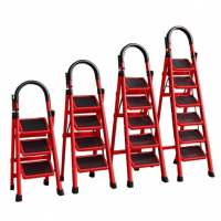 Scara pliabila metalica 4 trepte, antiderapanta, compacta, rosie, 145 cm Scara pliabila metalica 4 trepte, antiderapanta, compacta, rosie, 145 cm