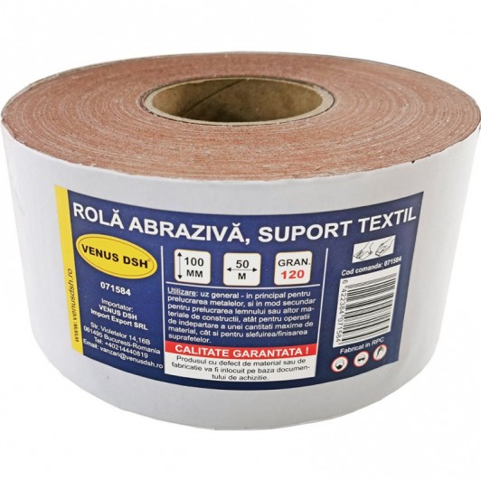 Rola abraziva, suport textil, 120 (100 mm x 50 m)