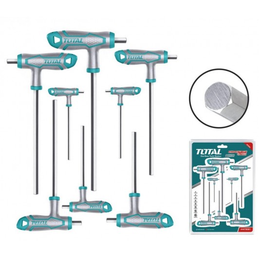 TOTAL - Set 8 chei imbus in T: 2-10mm, Cr-V (INDUSTRIAL)