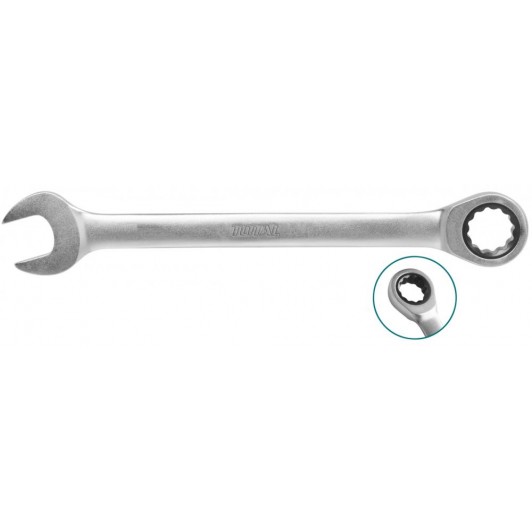 TOTAL - Cheie combinata cu clichet - 19mm, L245mm (INDUSTRIAL)