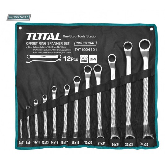 TOTAL - Set 12 chei inelare cu cot - 6-32mm (INDUSTRIAL)