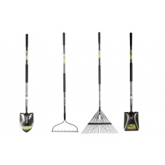 Pachet lopata,cazma,grebla,grebla cu dinti flexibili  cu coada fibra stcila 1480 mm