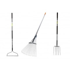 Pachet grebla,furca 5 dinti cu coada fibra stcila 1480 mm si grebla dinti reglabil coada,1500 mm