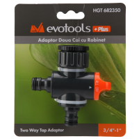 Adaptor doua cai cu robinet,diametru 3/4 - 1 inchi