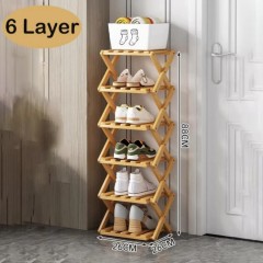 Suport pentru pantofi din bambus natural, cu straturi