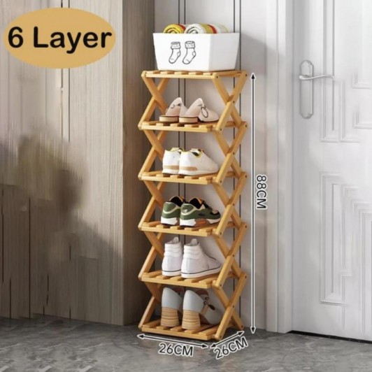 Suport pentru pantofi din bambus natural, cu straturi