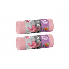 Set 2 x sac menajer HDLD cu urechi, parfum fructe 35 l, 20 buc - roz
