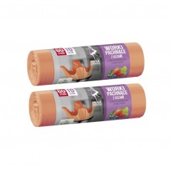 Set 2 x sac menajer HDLD cu urechi, parfum fructe 60 l, 10 buc - somon