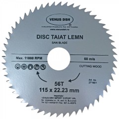 Disc taiat lemn,dimensiuni 115x22.23 mm,56 T