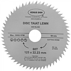 Disc taiat lemn,dimensiuni 125x22.23 mm ,60 T