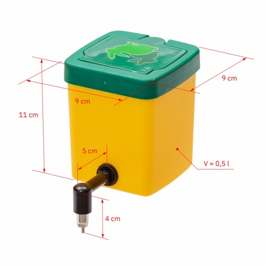 Adăpătoare pentru iepuri galben/verde, din plastic,capacitate: 0,5 litri