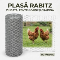 Plasa rabitz latime 1 metru X lungime 50 metri, dimensiune ochi 20mm x 20mm, grosime 0.53mm