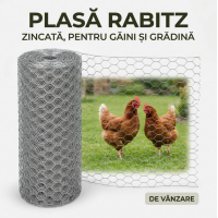 Plasa rabitz zincata 1 m x 10 m dimensiuni, grosime 0,57 mm, invelis galvanizat