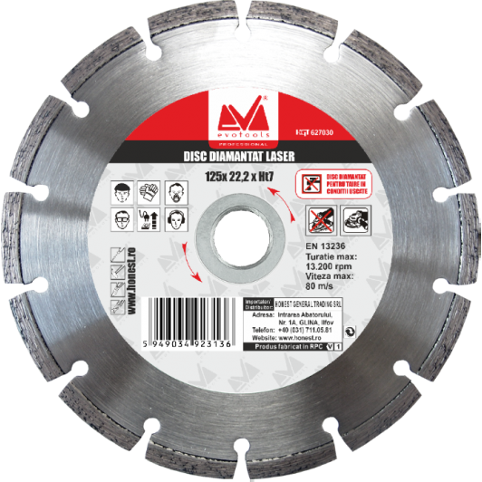 Disc diamantat universal pentru taierea uscata 180 mm