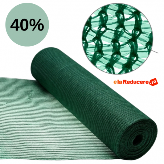 Pachet plasa 6 x 12 m lungime, 40% umbrire verde, sere si solarii + CADOU 100 bucati bride 2,5 x 200