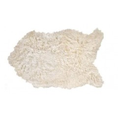 Covor pufos decorativ, model blana artificiala, 90 x 55 cm, alb