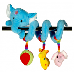 Spirala cu jucarii din plus, pentru patut/carucior, model elefantul albastru