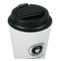 Pahar de cafea reutilizabil, din plastic, cu capac cu filet, 350 ml