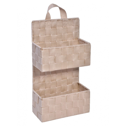 Organizator suspendabil din ratan, 2 compartimente, bej, 21x9x37 cm