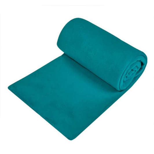 Patura de pat, material fleece moale, poliester, turcoaz, 220x150 cm