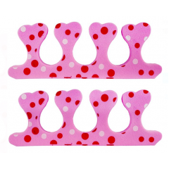 Set 2 separatoare degete pentru pedichiura, roz cu buline