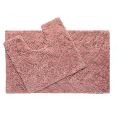 Set 2 covorase pentru baie, 100% bumbac, roz, 80x50 cm, 50x40 cm