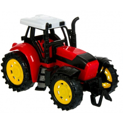 Tractor de jucarie, plastic, rosu, 15x9x10,5 cm