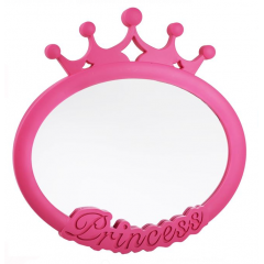 Oglinda pentru fete, perete/masa, rama plastic, printesa, roz, 25 x 25 cm