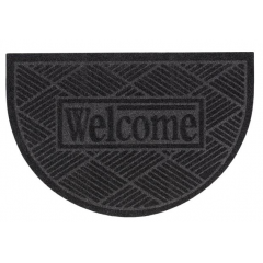 Covoras intrare, semicerc, gri/negru, mesaj "Welcome", 60 x 40 cm