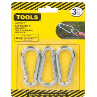 Set 3 carlige carabiner, 6 cm