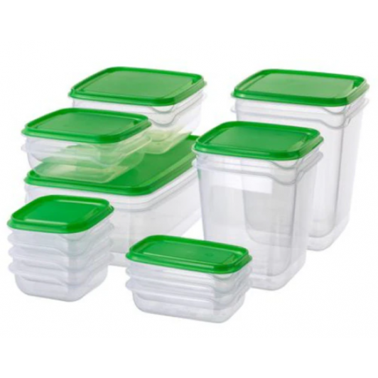 Set 17 caserole cu capac, pentru depozitare si pastrare alimente, transparente