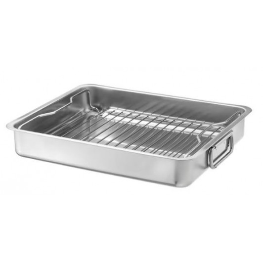 Tava cu gratar din inox, pentru cuptor, 40x32x7