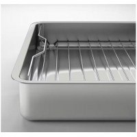 Tava cu gratar din inox, pentru cuptor, 40x32x7