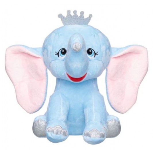 Elefant de plus cu coronita, albastru, 21 cm