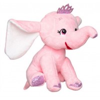 Elefant de plus cu coronita, roz, 21 cm