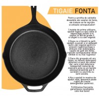 Tigaie fonta, cu doua manere si buze de scurgere laterale, ideala pentru gatit eficient, 20x4 cm