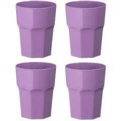 Set 4 pahare din plastic dur, reutilizabile, mov, 330 ml