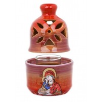 Candela Ceramica cu pahar, model cu Sfanta Maria cu Bebelus, dimensiuni 15 cm x 10 cm