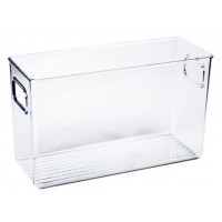 Set organizator frigider, cu manere, 24x8x15 cm, transparente, 2 bucati