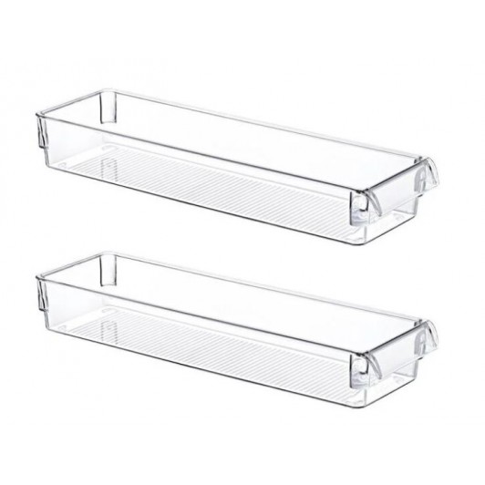 Set organizator plat, pentru frigider, 36x15x5 cm, 2 bucati, Transparente